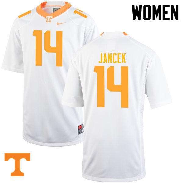 Women #14 Zac Jancek Tennessee Volunteers College Football Jerseys-White